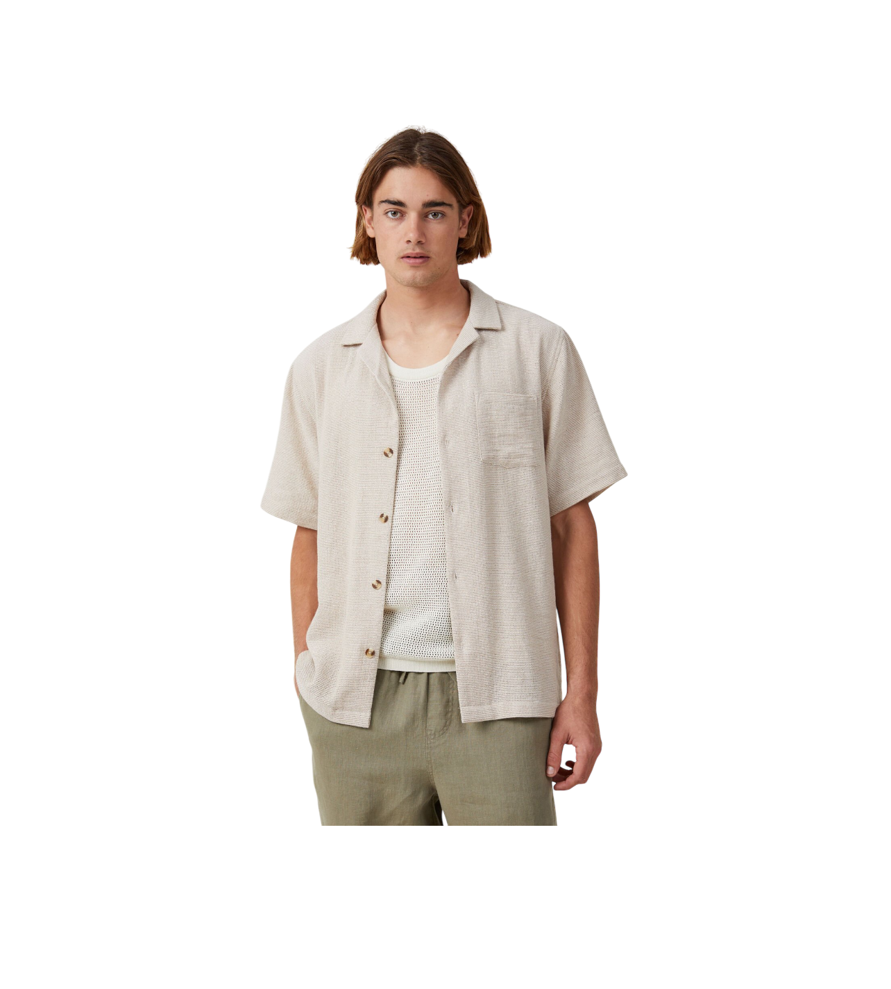 Palma Tan Button Up Short Sleeve