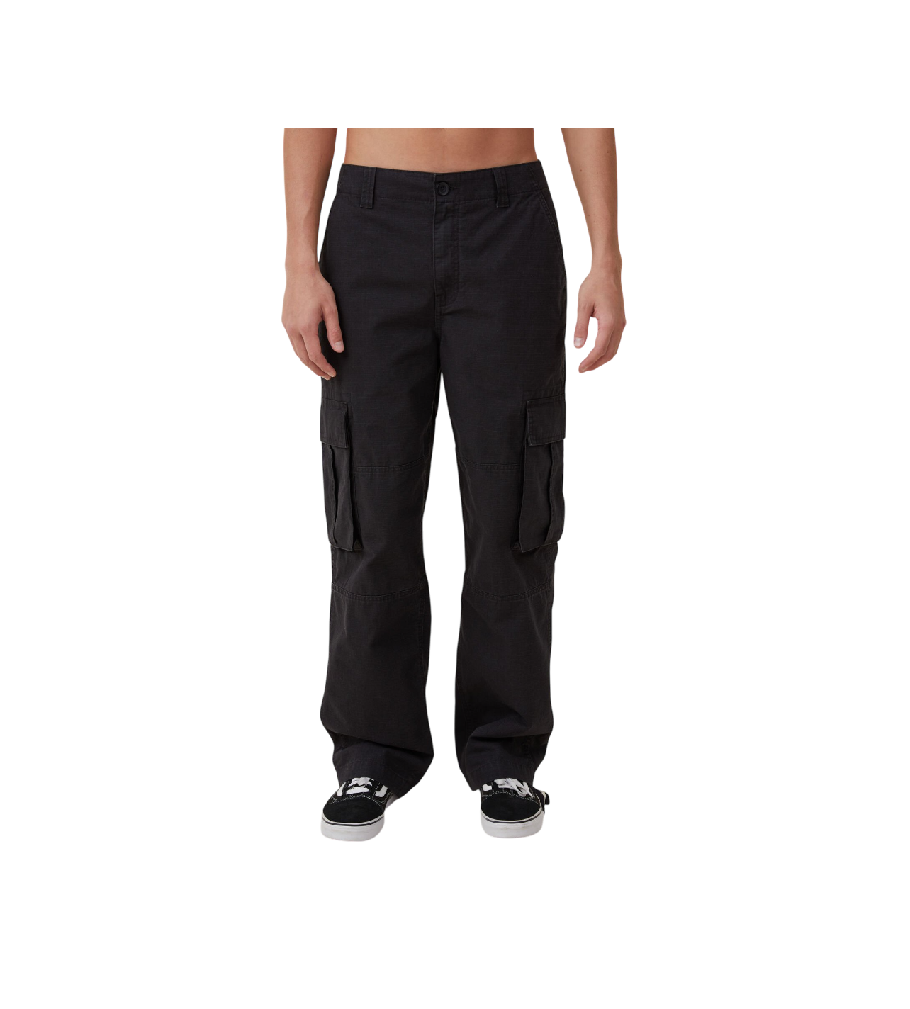 Baggy Black Ripstop Cargo Pants