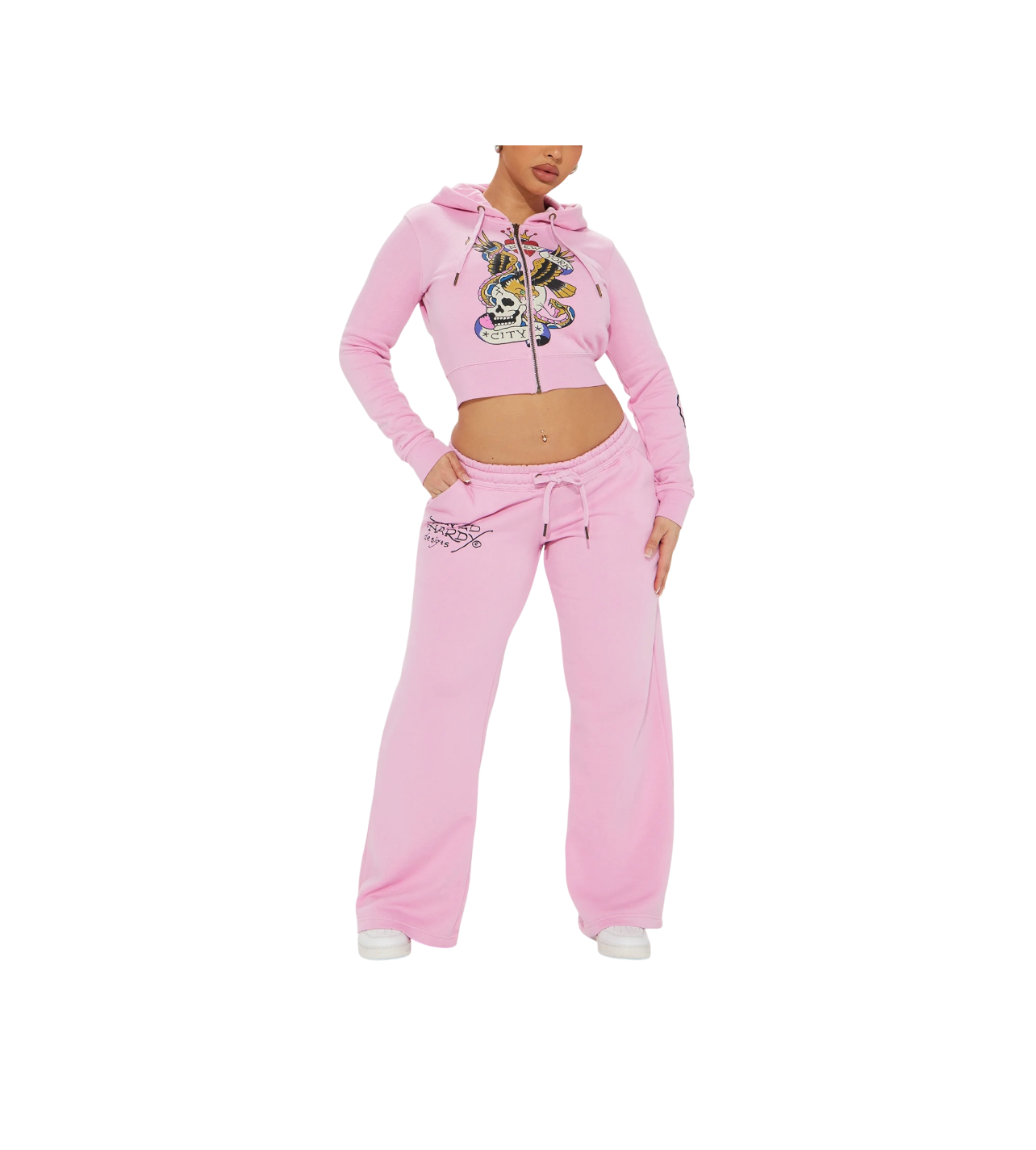 Ed Hardy Pink Crop Eagle Hoodie
