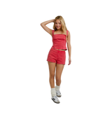 Le Lis Red Denim Short Set