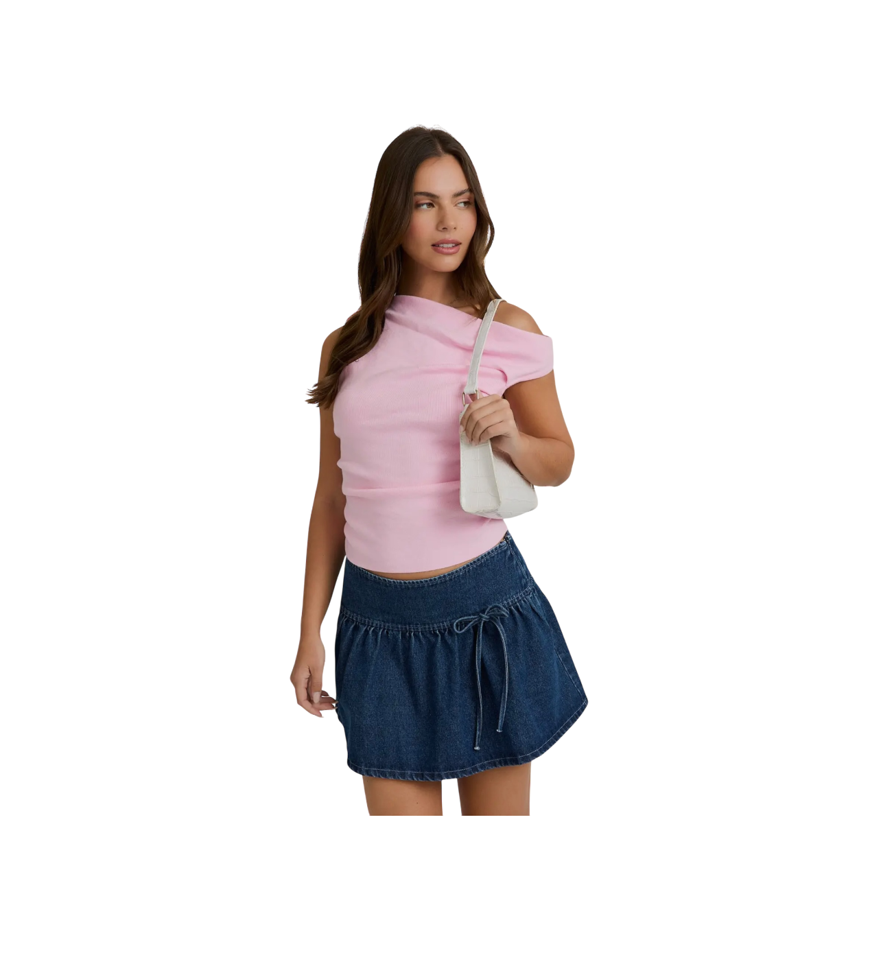 Le Lis Asymmetrical Neck Sweater Top Pink