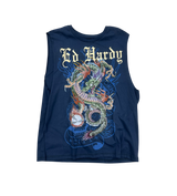 Ed Hardy Dragon Cut Off Navy