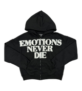 Mixed Emotions “END” Rhinestone Zip Hoodie